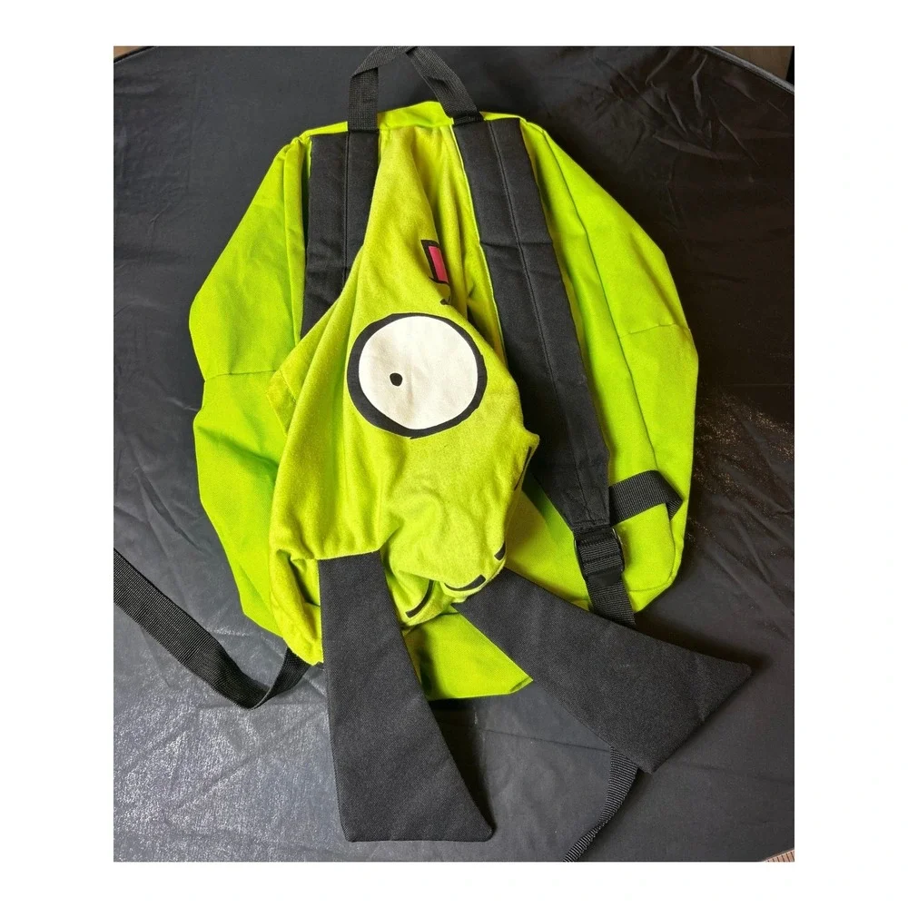 Vintage Rare Invader Zim Gir Neon Green Backpack with Attached Hood Nickelodeon